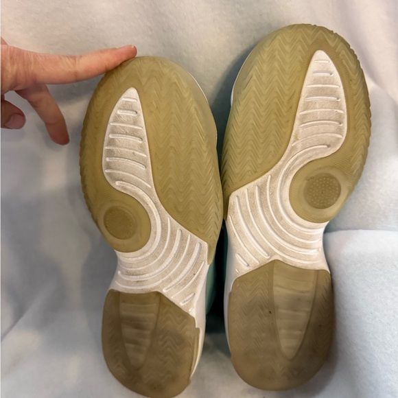 Air Jordan Teal and White High-Top Sneakers - Picture 6 of 8